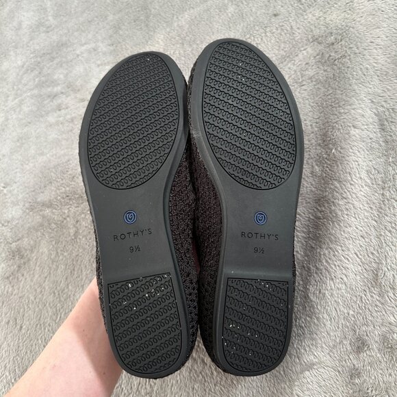 Rothys Black Round Toe Ballet Flats Textured Shoes Women's size 9.5 - Picture 4 of 5
